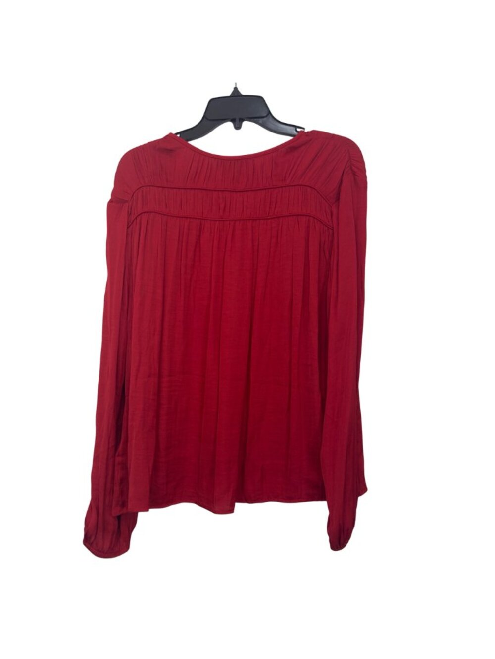 Liverpool Womens Tango Red Long Sleeve Blouse V-Neck Smocked Details Size M - Picture 11 of 11